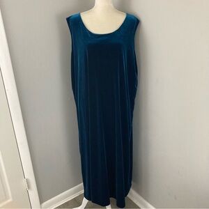 Coldwater Creek teal blue velvet stretch maxi Y2K dress romantic plus size 3X